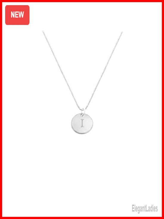 Jewelry - Sterling Silver Initial Disc Necklace 18" Box Chain Letter Pendant